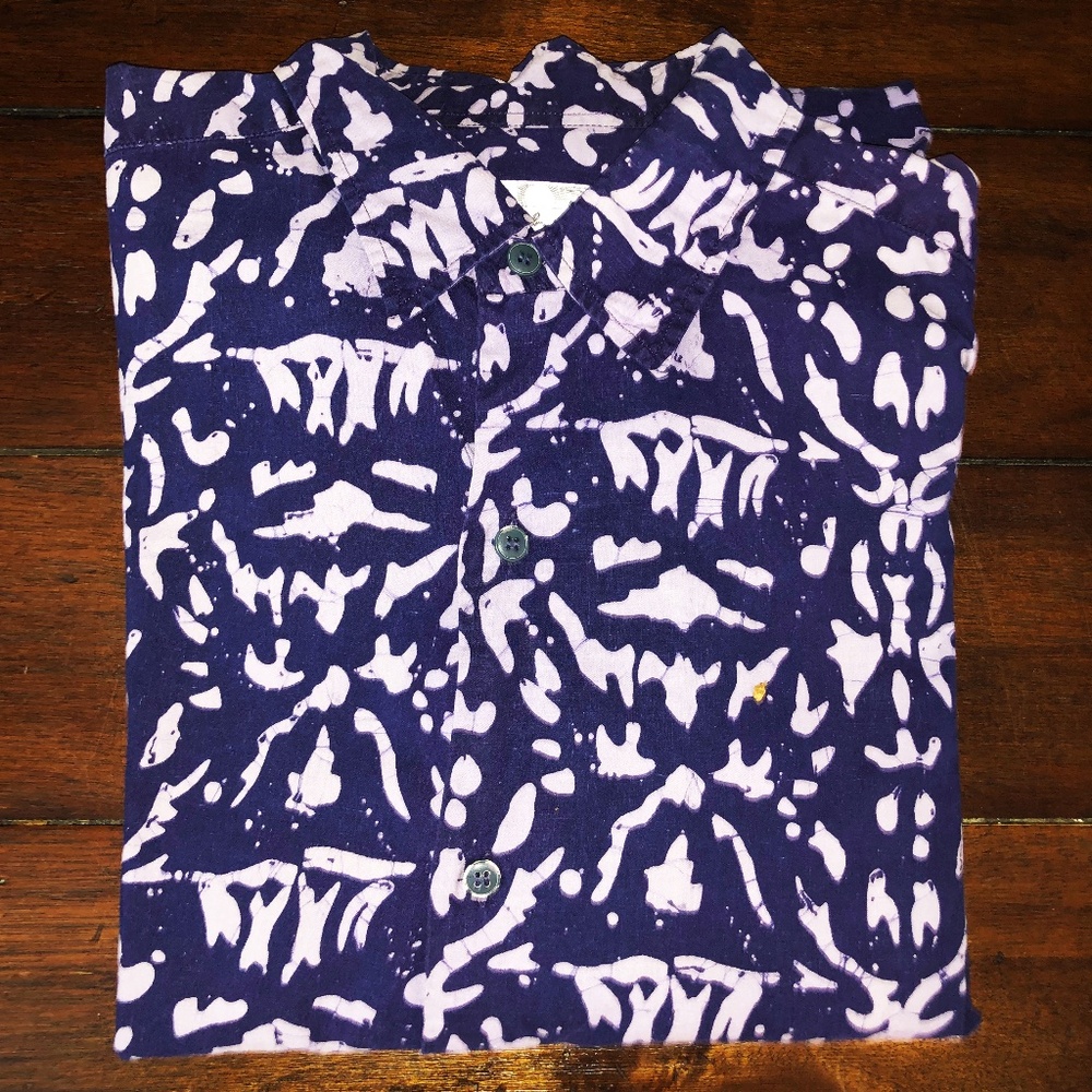 AGNES B. Graphic Printed Purple Dress Shirt / MID 80s